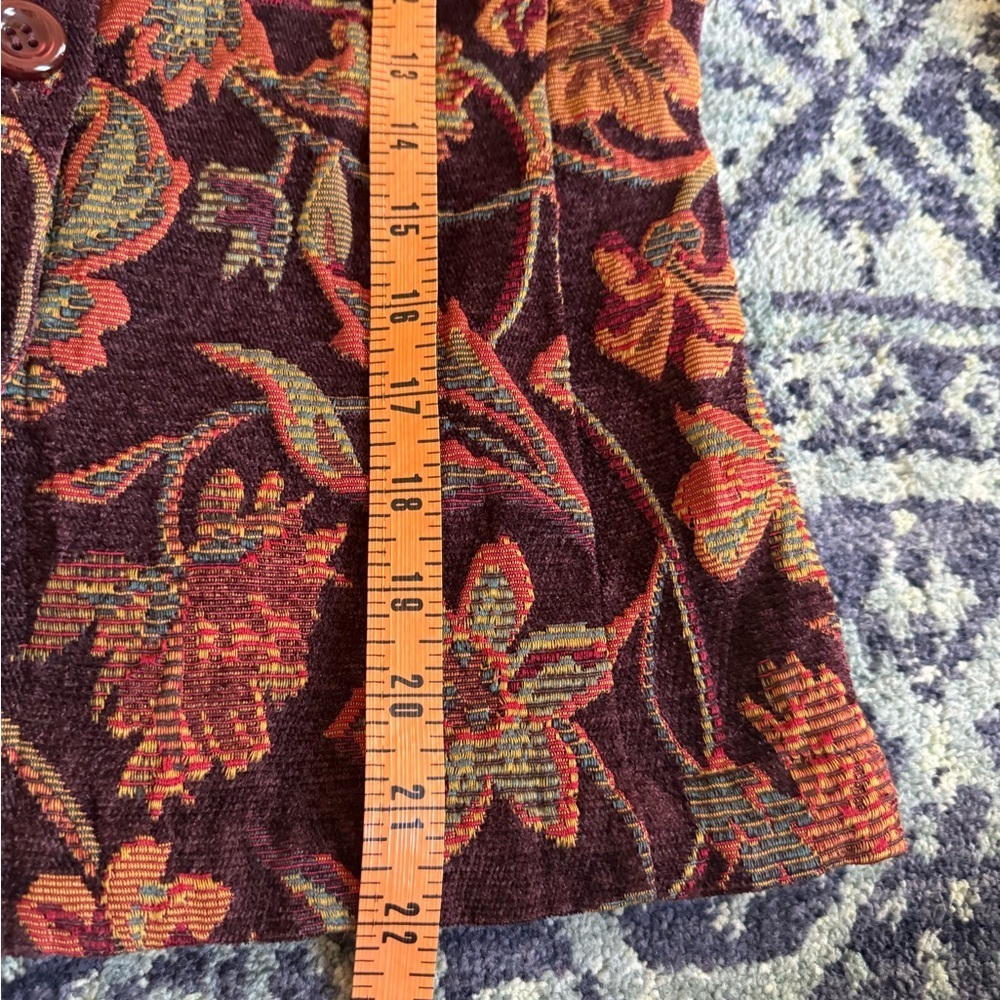 Vintage Women’s 2P Boho Whimsical Warm Colored Florals Tapestry Blazer Jacket - Picture 10 of 13